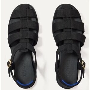Rothy's The Fisherman Sandal Womens 8.5 Black Excellent Caged Strappy Flat